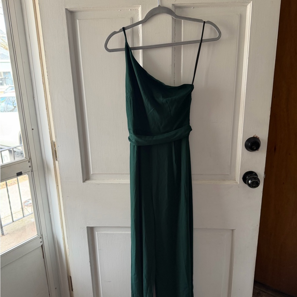 Petal & Pup Dark Green One-Shoulder Jumpsuit